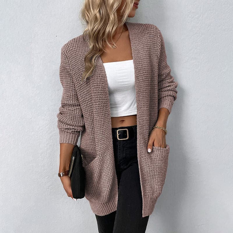 Damen Strickjacke mit V-Ausschnitt – Lässiger und gemütlicher Cardigan für Herbst und Winter