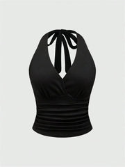 Top corto con collo halter e schiena scoperta | Top per donna