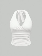 Top corto con collo halter e schiena scoperta | Top per donna