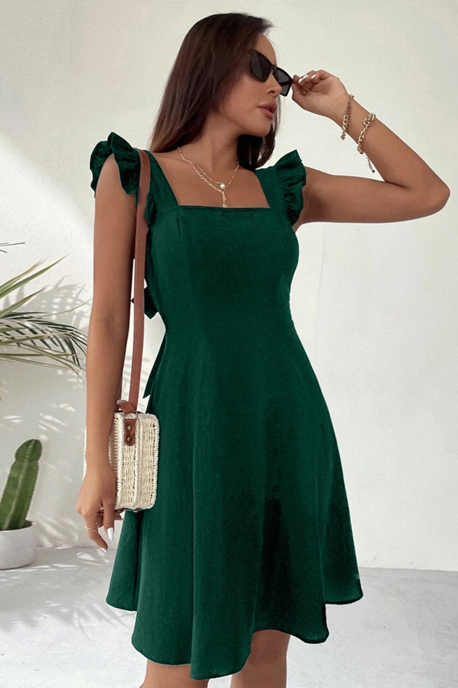 Heidi-Mode | Rüschen Mini Kleid mit Rückenschnürung