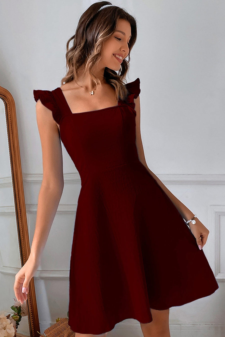 Heidi-Mode | Rüschen Mini Kleid mit Rückenschnürung