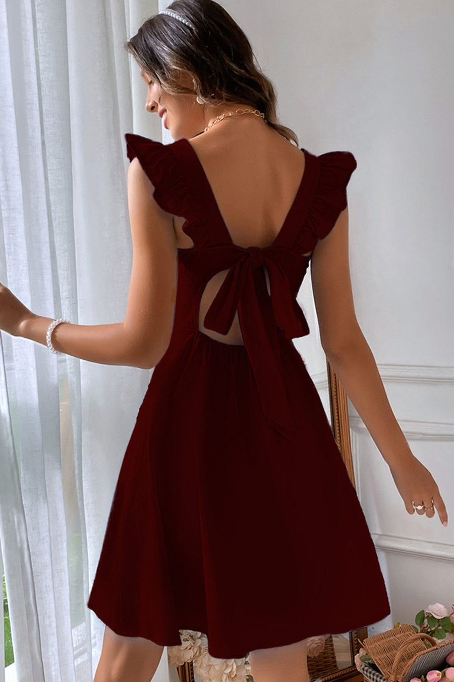 Heidi-Mode | Rüschen Mini Kleid mit Rückenschnürung