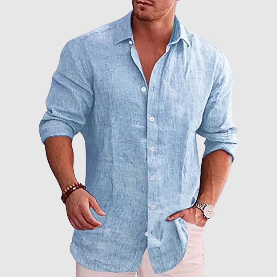Camicia rustica in lino da uomo | Camicia traspirante in lino