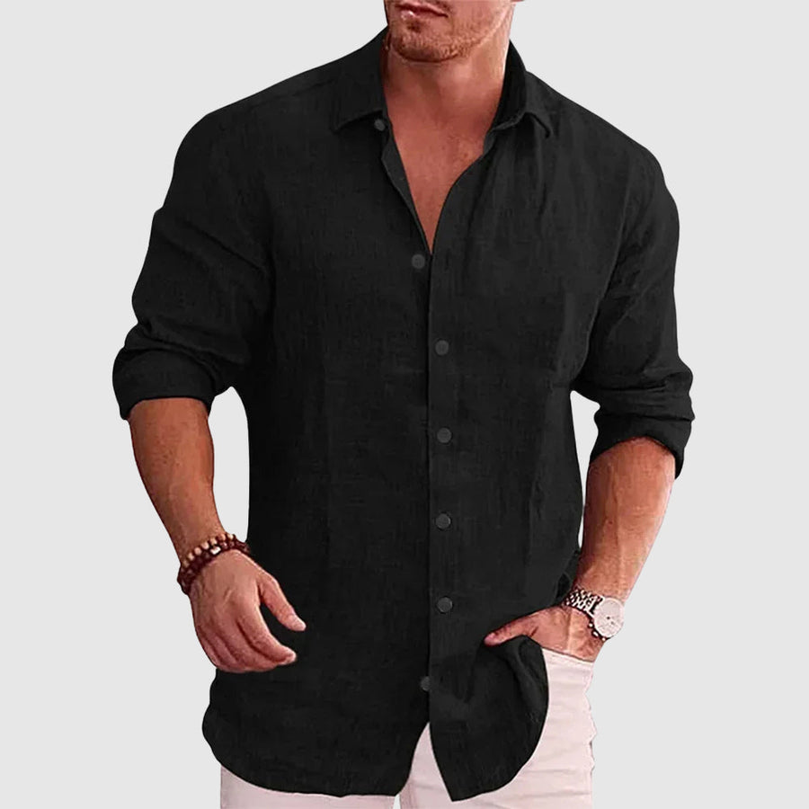 Camicia rustica in lino da uomo | Camicia traspirante in lino