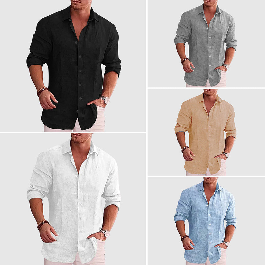Camicia rustica in lino da uomo | Camicia traspirante in lino