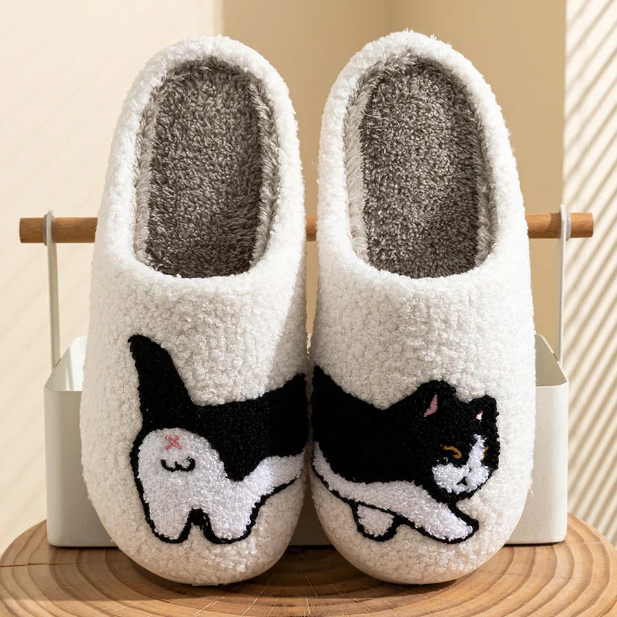 Unisex Hausschuhe Katzenmotiv Lustig | Warm & Rutschfest