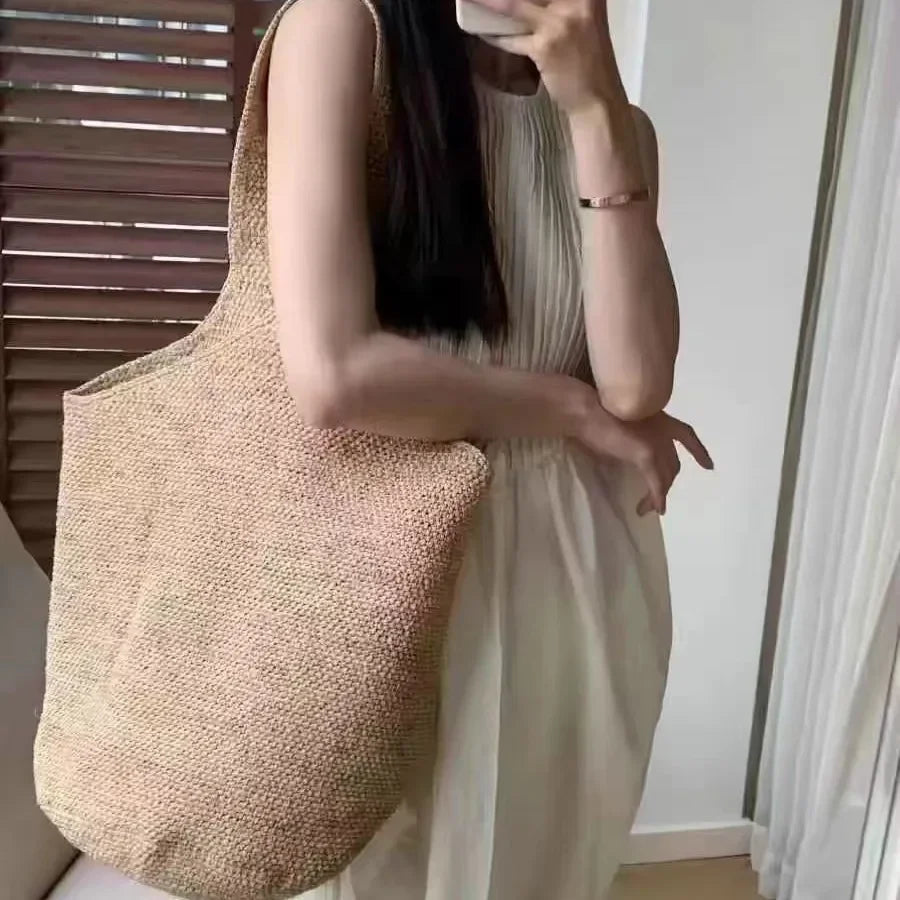 Boho Strohtasche Damen – Handgefertigte Strandtasche Sommer 2025 Shopper