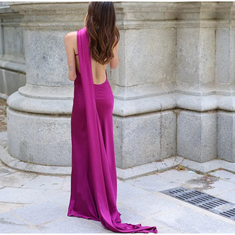 Lucila - Hals Halfter Maxikleid