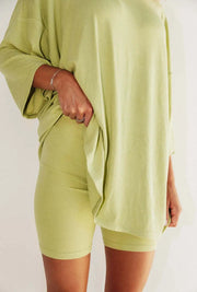 Heidi-Mode | Damen Lounge Set mit Oversized T-Shirt und Biker-Shorts