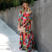 LunaBloom Plus Size Kimono Wickel Maxikleid