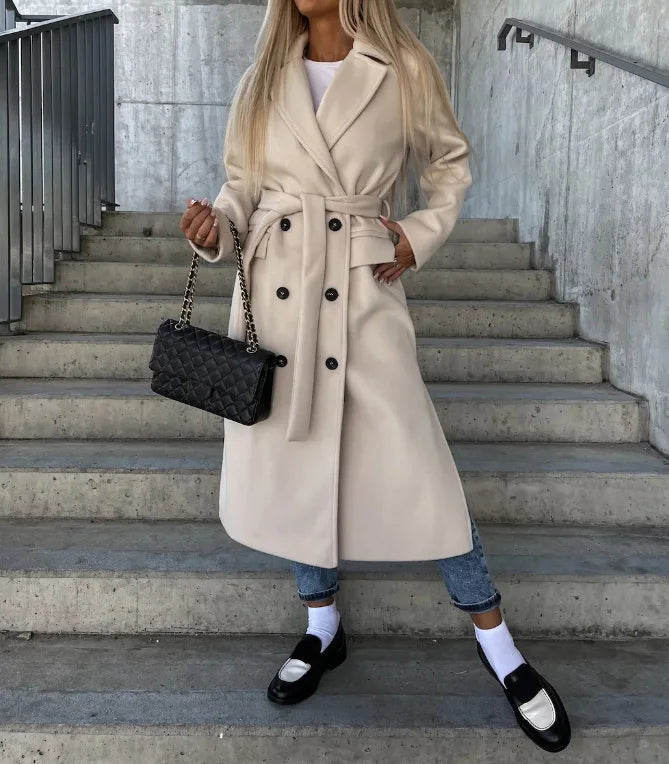 Johanna | Damen Trenchcoat mit langen Ärmeln und Knopfleiste