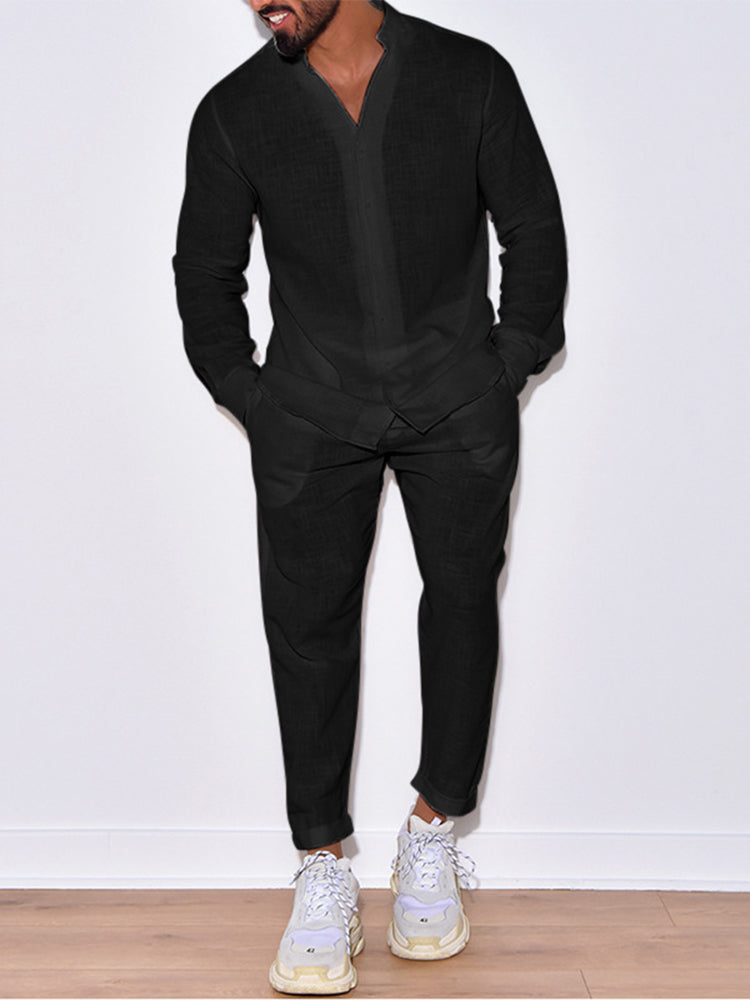 Patrick | Herren Lockeres Leinen Set – Hemd & Knöchelhose