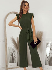 Damen Jumpsuit Rüschen Mit Gürtel Eleganter Stil