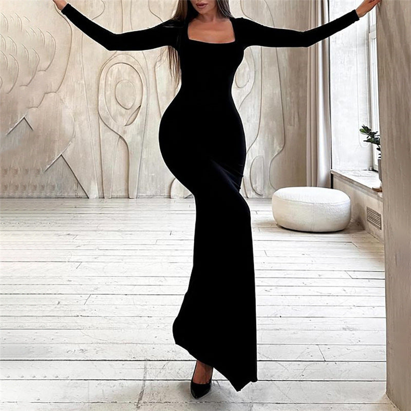 Elegantes Langarm-Bodycon-Maxikleid für Feste
