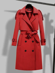 Jana | Damen Moderner Trenchcoat mit Gürtel und Schal