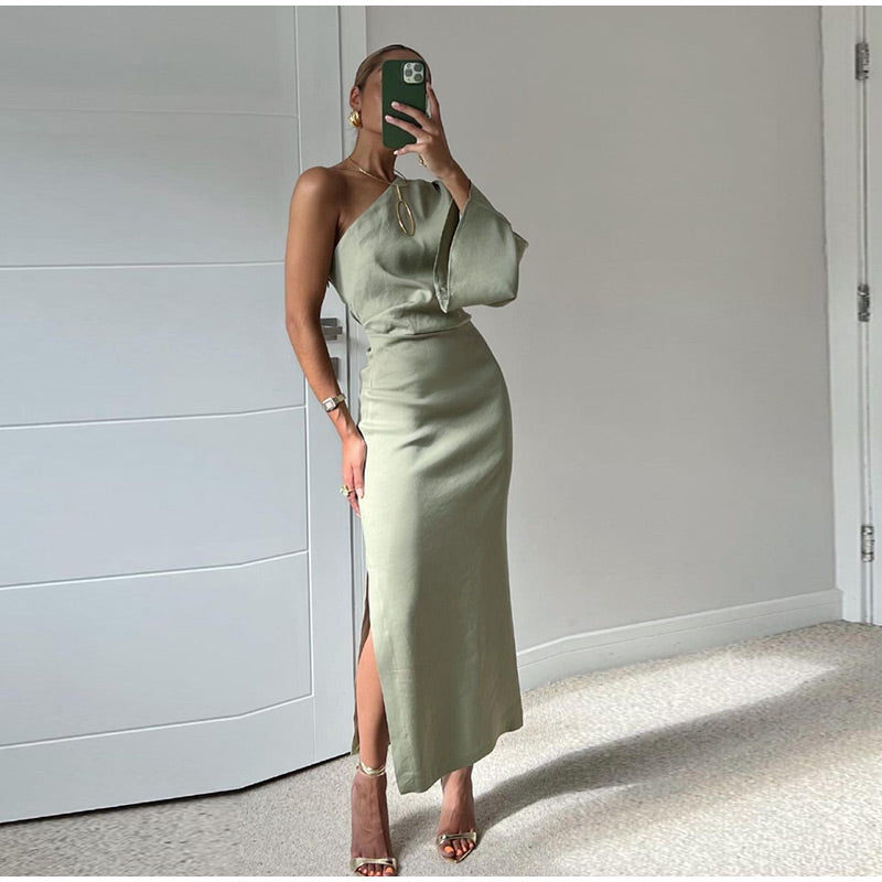 Elegantes Grünes Plisseekleid für Damen – Stilvoll und Vielseitig