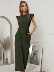 Damen Jumpsuit Rüschen Mit Gürtel Eleganter Stil