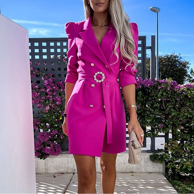 Damen Blazerkleid mit Gürtel – Eleganter Schnitt