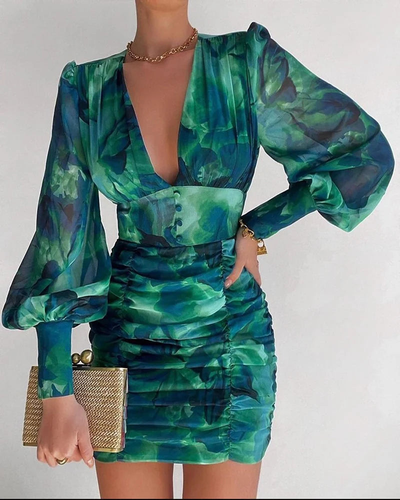 Sommer-Mini-Kleid mit Puffärmeln – Elegante Freizeitmode