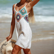 Bequemes | Strandkleid mit buntem Stickerei für dich