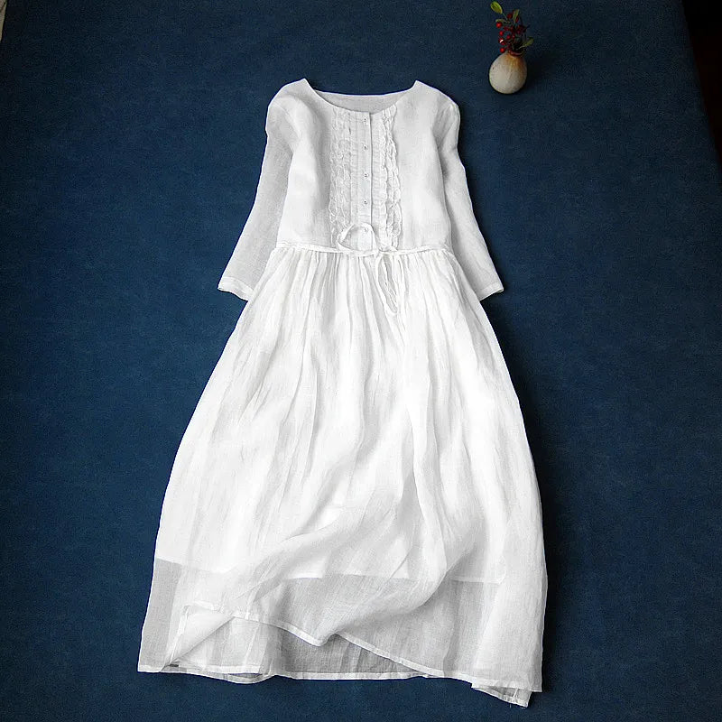 Bequemes Sweet Ruffles Kleid | Modernes Vintage O-Ausschnitt Damenkleid für dich