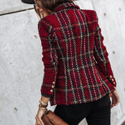 Eleganter Damen Blazer im Karo-Design – Modischer Tweed-Blazer mit doppelter Knopfleiste