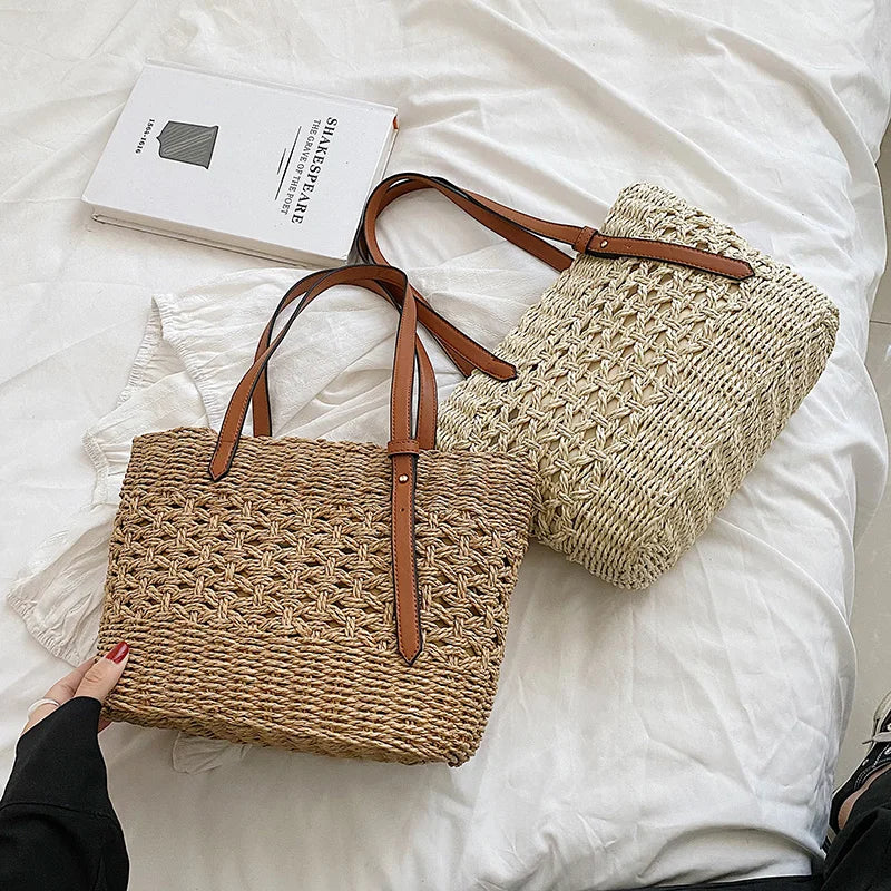 Luxus Strohtasche Damen – Handgefertigte Schultertasche Sommer 2025