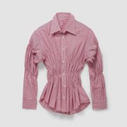Raffinierte Bluse mit Raffung und Hemdkragen für Damen