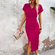 Damen Wickelkleid Mit Kurzarm | Midi