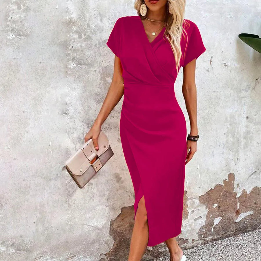 Damen Wickelkleid Mit Kurzarm | Midi