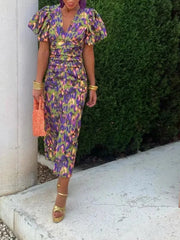 Noor™ - Halblange Kleid mit Puffärmeln