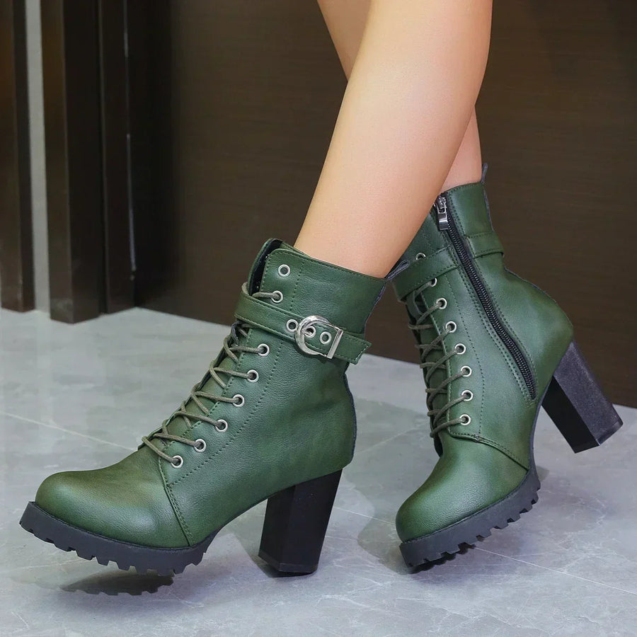 Claudia | Damen Schnürstiefeletten mit Schnallendetail