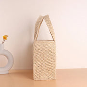 Luxus Raffia Strandtasche Damen – Handgefertigte Tasche mit Ledergriffen