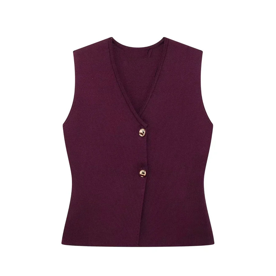 Gilet Top mit V‑Ausschnitt – weiches Stretch, Stockholm‑Chic