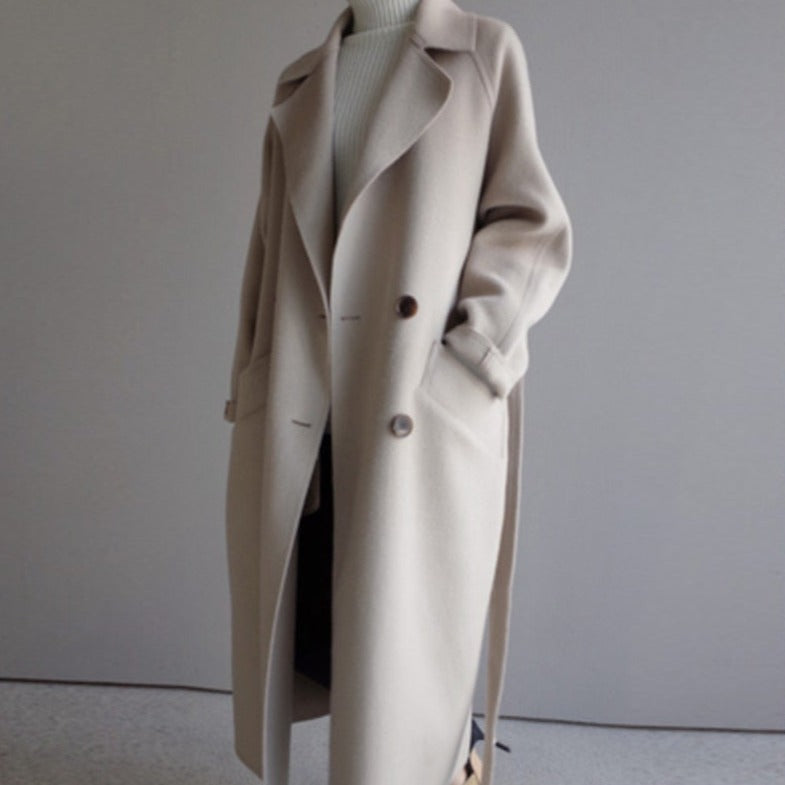 Damen Langer Trenchcoat | Taillengürtel