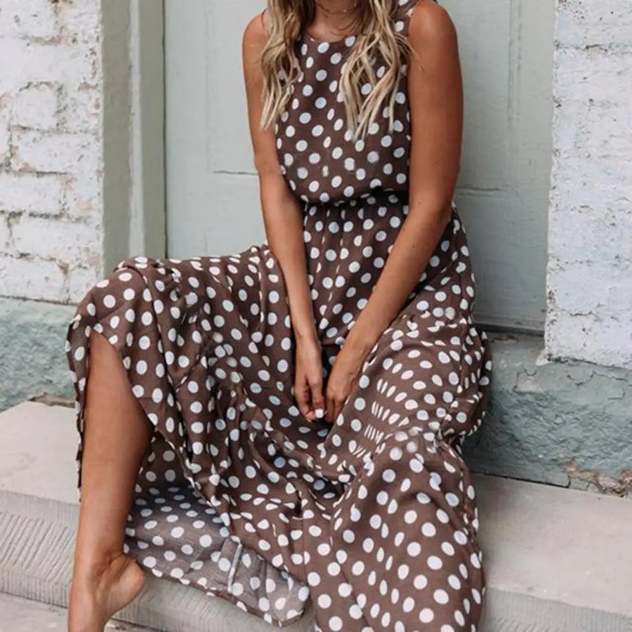 Kapri gepunktetes Maxikleid