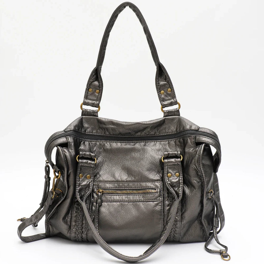 Vintage Vegan Schultertasche – Elegante Damen Crossbody Bag aus Eco-Leder