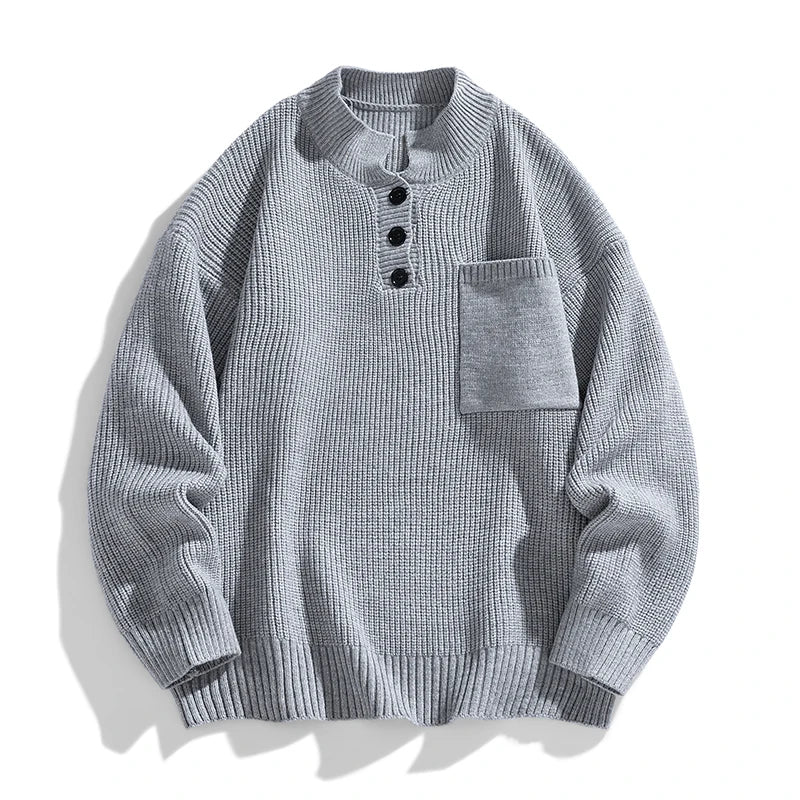 Franziska | Herren Winter-Strickpullover mit Knopfleiste