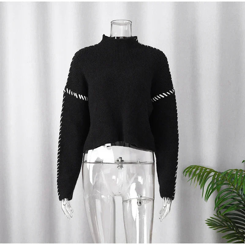 Gabrielle - Gerippter Strickpullover mit Schnürdetail an der Seite