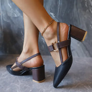 Pumps für Damen mit Slingback-Verschluss, Blockabsatz und spitzer Zehenpartie