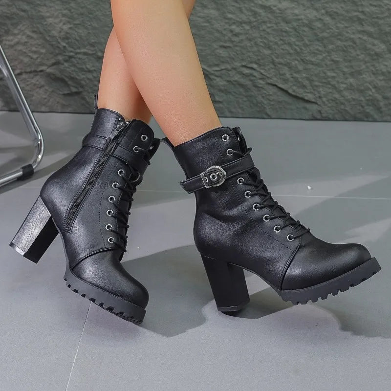 Claudia | Damen Schnürstiefeletten mit Schnallendetail