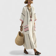 Alina | Damen Boho Taschen Maxi Kleid