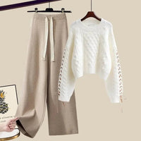 Weiß Pullover / Khaki Hose
