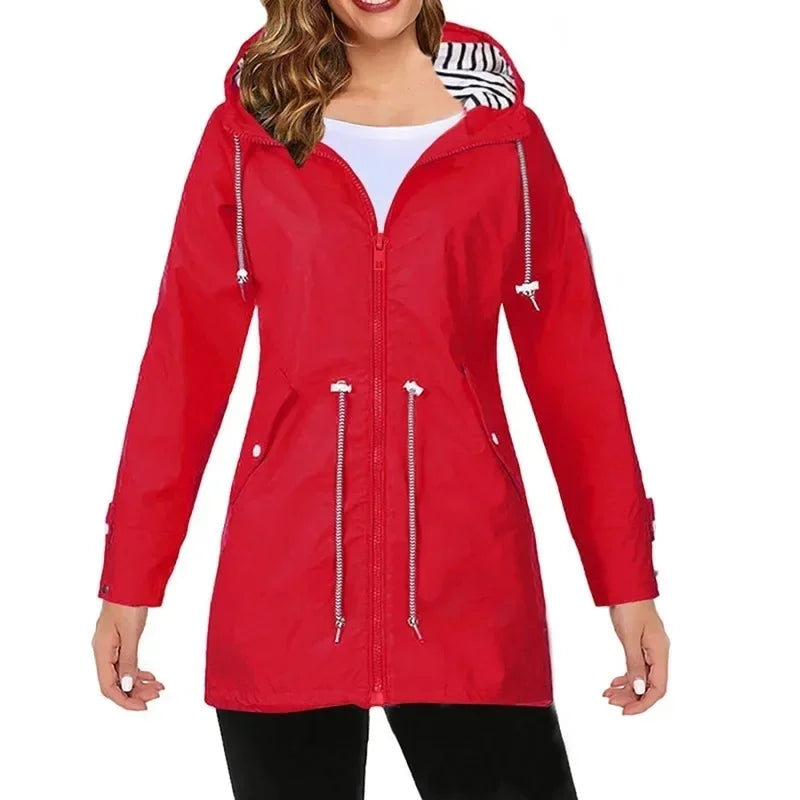 Stilvolles Damen-Regenjacke mit Reißverschluss und Kapuze für jeden Anlass