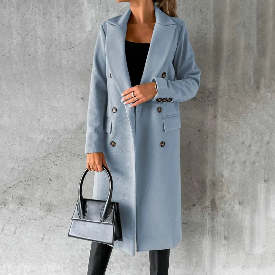 Bettina | Damen Langer Doppelreihiger Trenchcoat