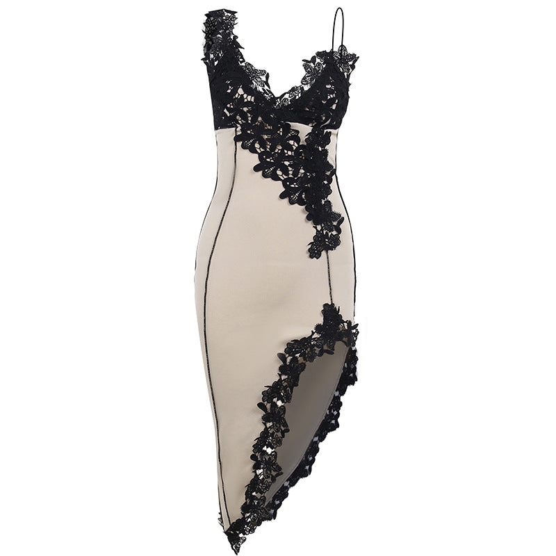 Elegantes - Semi-lang Spitzenkleid mit V-Ausschnitt für Damen für dich