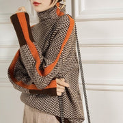 Anna | Damen Luxus Fischgrät Rollkragenpullover