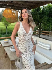 Liselotte  | Langarmkleid mit V-Ausschnitt