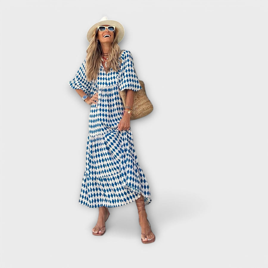 Elegantes geometrisches Maxikleid
