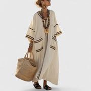 Alina | Damen Boho Taschen Maxi Kleid